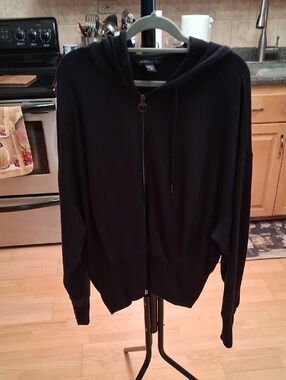 Athleta Black Zip-Up Hooded Sweatshirt